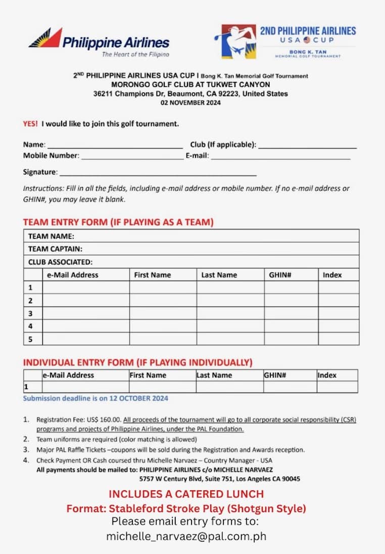 PAL USA Cup form